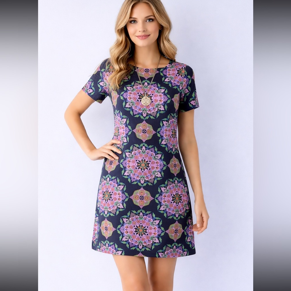 J Crew Navy Purple Floral print Dress Size 6